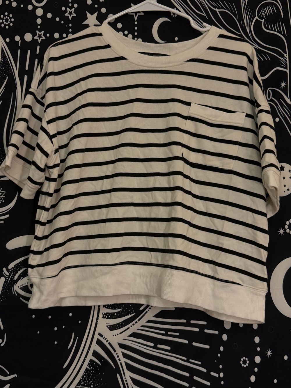 Marc New York Black and White Striped Pocket Tee